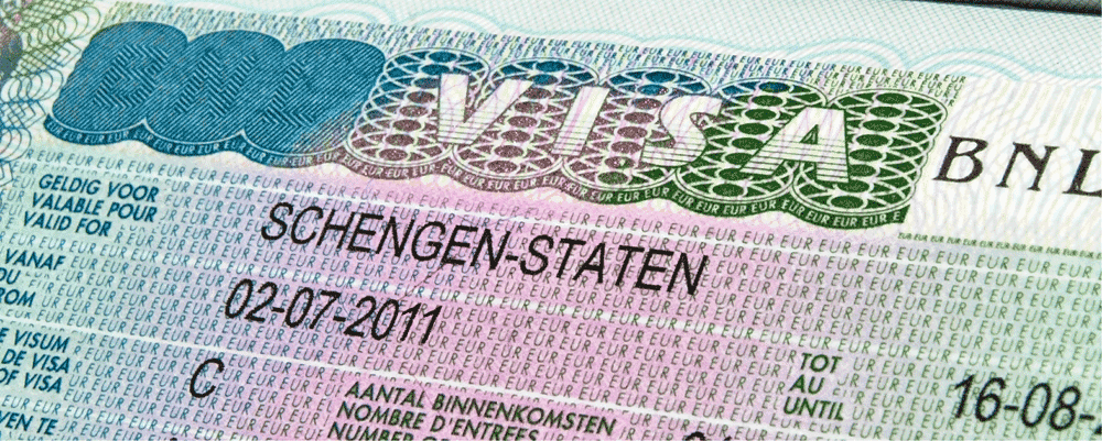 Voorbeeld visum sticker